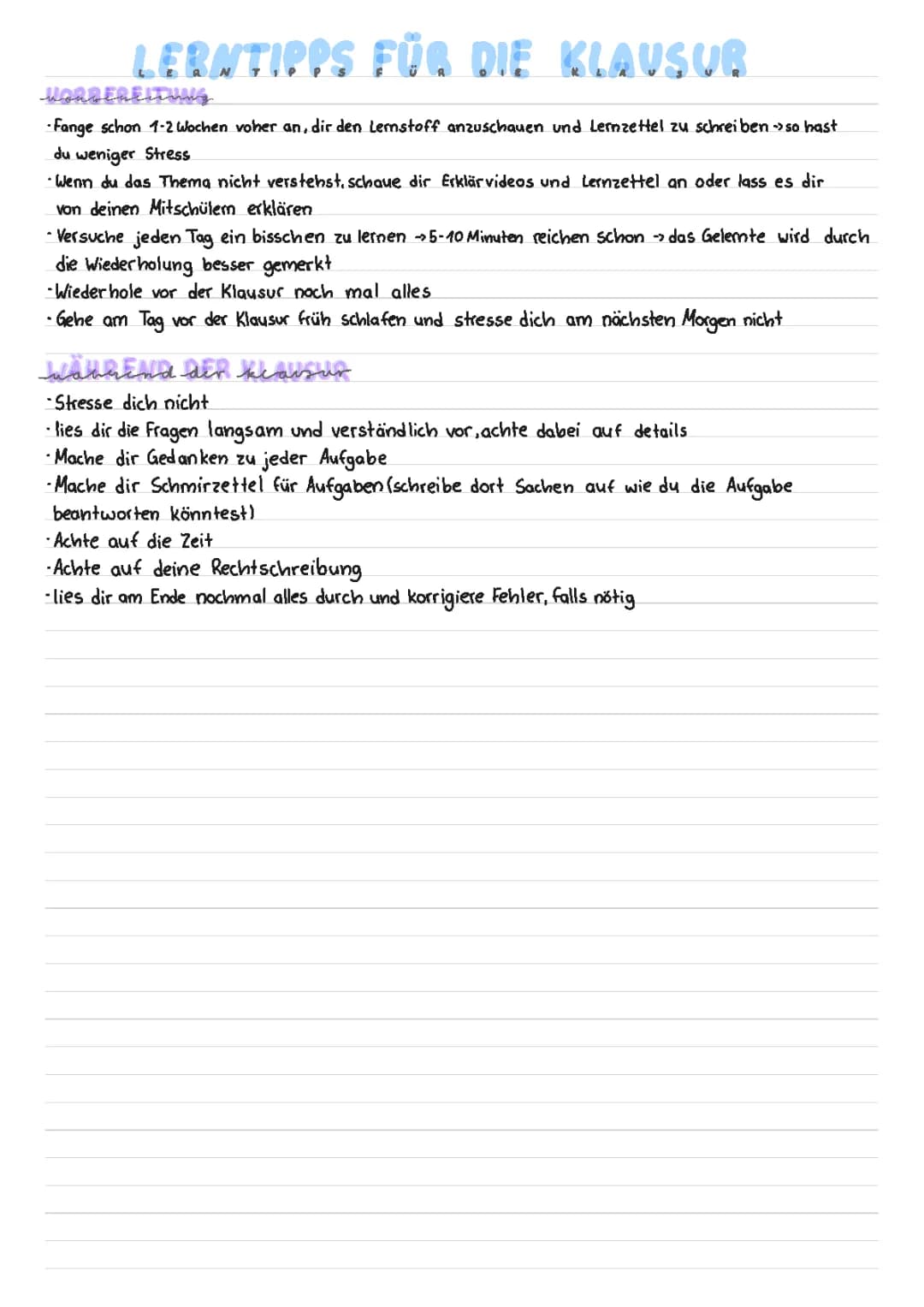 Lerntipps für die Klausur