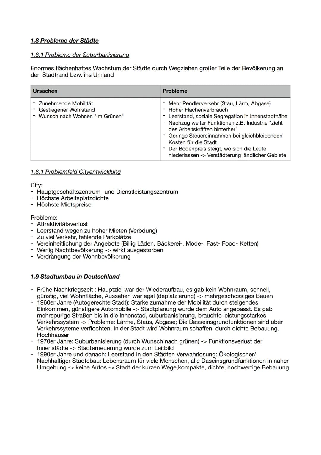 Zusammenfassung Stadtentwicklung
1.DIE EUROPÄISCHE STADT
1.1 Stadtdefinitionen
Statistischer Stadtbegriff: Er dient als Abgrenzung zwischen 