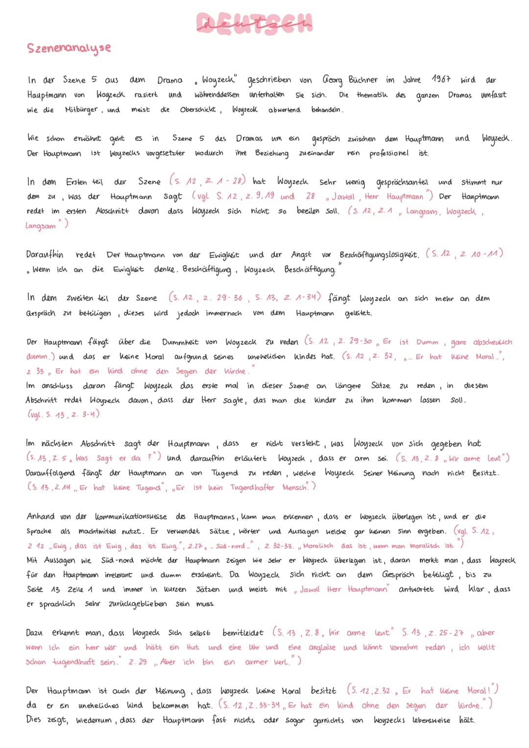 Szenenanalyse
DEUTSCH
In der Szene 5 aus
dem
Drama
1967 wird
der
Hauptmann von Woyzeck rasiert
Woyzeck" geschrieben von Georg Büchner im Jah
