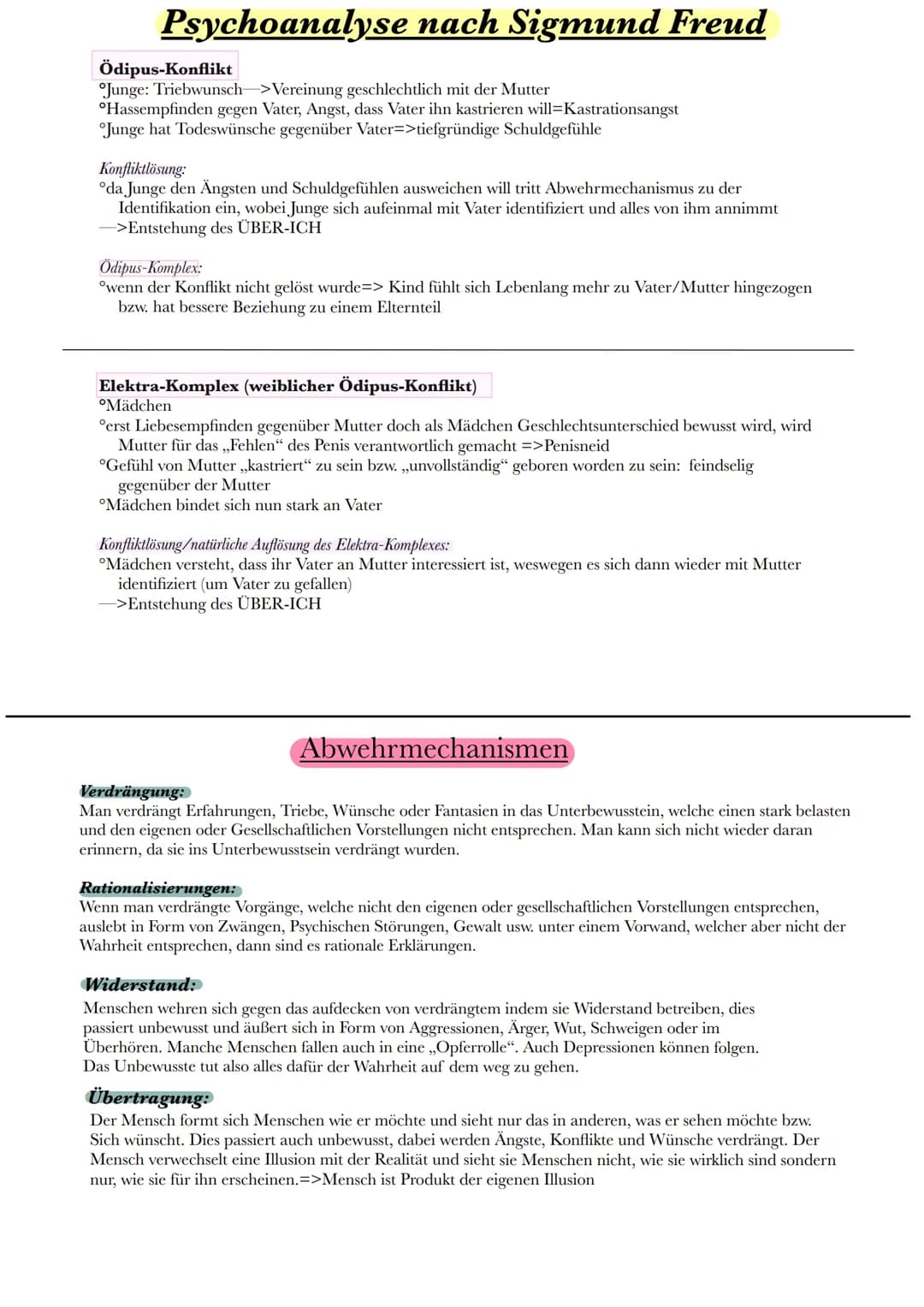 Psychoanalyse nach Sigmund Freud
DIE GRUNDANNAHMEN DER PSYCHOANALYTISCHEN THEORIE
Das Eisbergmodell:
„bewusst". Vorgänge, welche in dem Mome