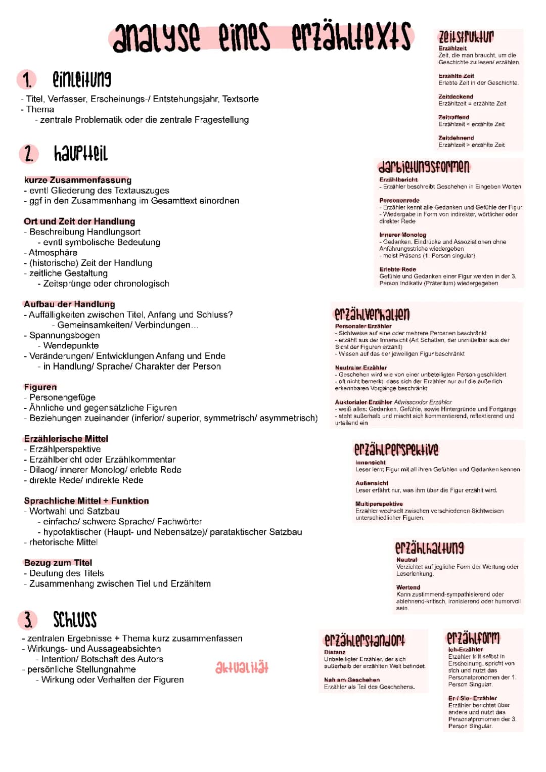 Analyse eines Erzähltexts, sowie Vergleich 