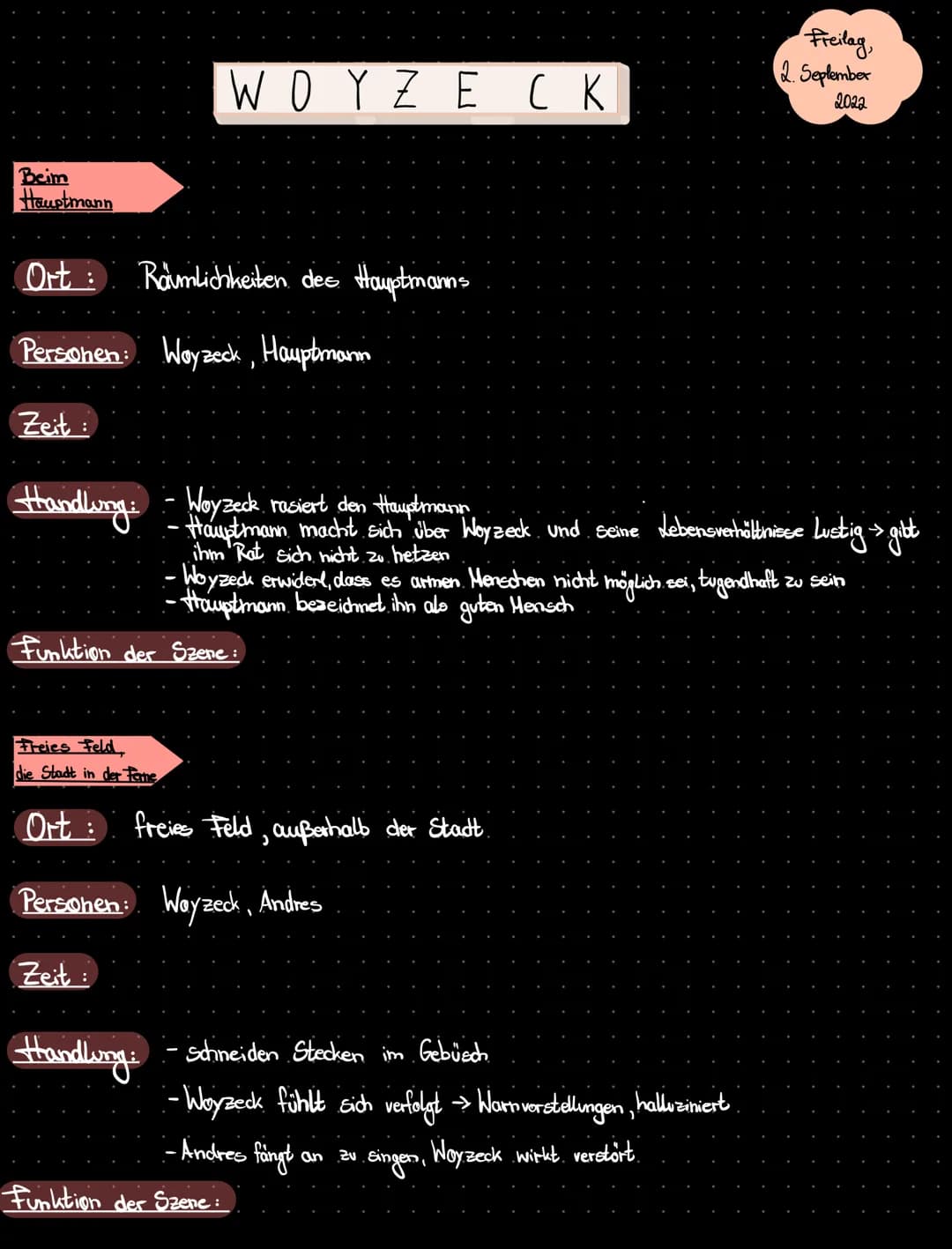 Beim
Hauptmann
Ort: Räumlichkeiten des Hauptmanns
Personen: Woyzeck, Hauptmann
Zeit:
WOYZECK
Handling: - Woyzeck rosiert den Hauptmann
Zeit: