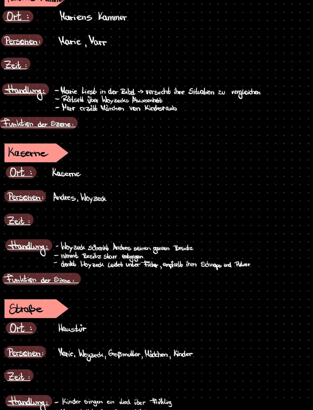 Beim
Hauptmann
Ort: Räumlichkeiten des Hauptmanns
Personen: Woyzeck, Hauptmann
Zeit:
WOYZECK
Handling: - Woyzeck rosiert den Hauptmann
Zeit: