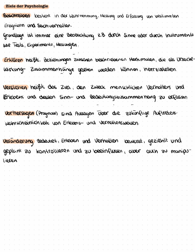 Psychologie Merkzettel
Was ist Psychologie?
->Das Erleben und Verhalten des Menschen, was der Mensch ist, denkt, fühlt und im
Handeln ausdrü