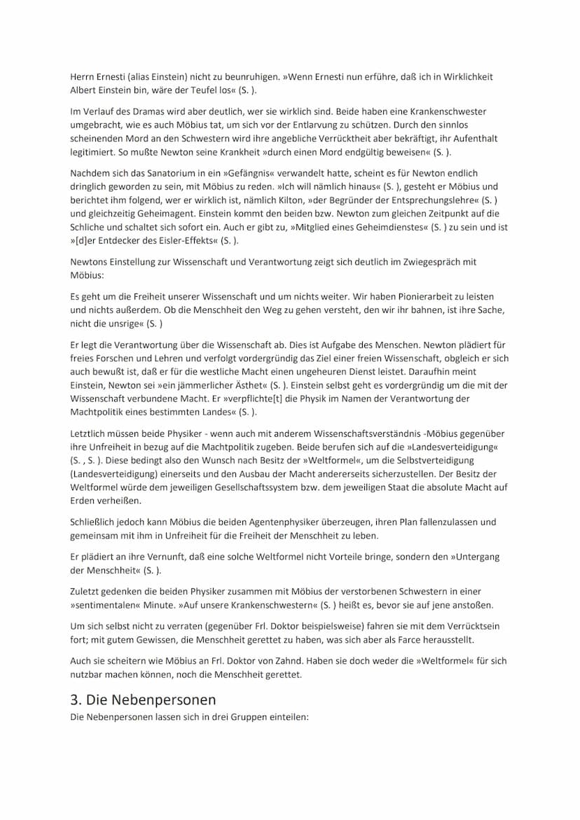 "Die Physiker", Friedrich Dürrenmatt
Die Thematik des Stücks läßt eine Transformation der Charaktere auf politische und gesellschaftliche
Ve