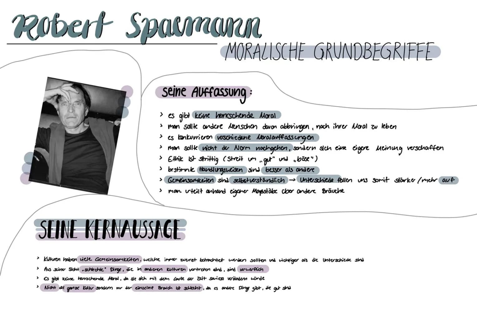 Robert Sparmann
MORALISCHE GRUNDBEGRIFFE
seine Auffassung:
> es gibt keine herrschende Moral.
> man sollte andere Menschen davon abbringen, 