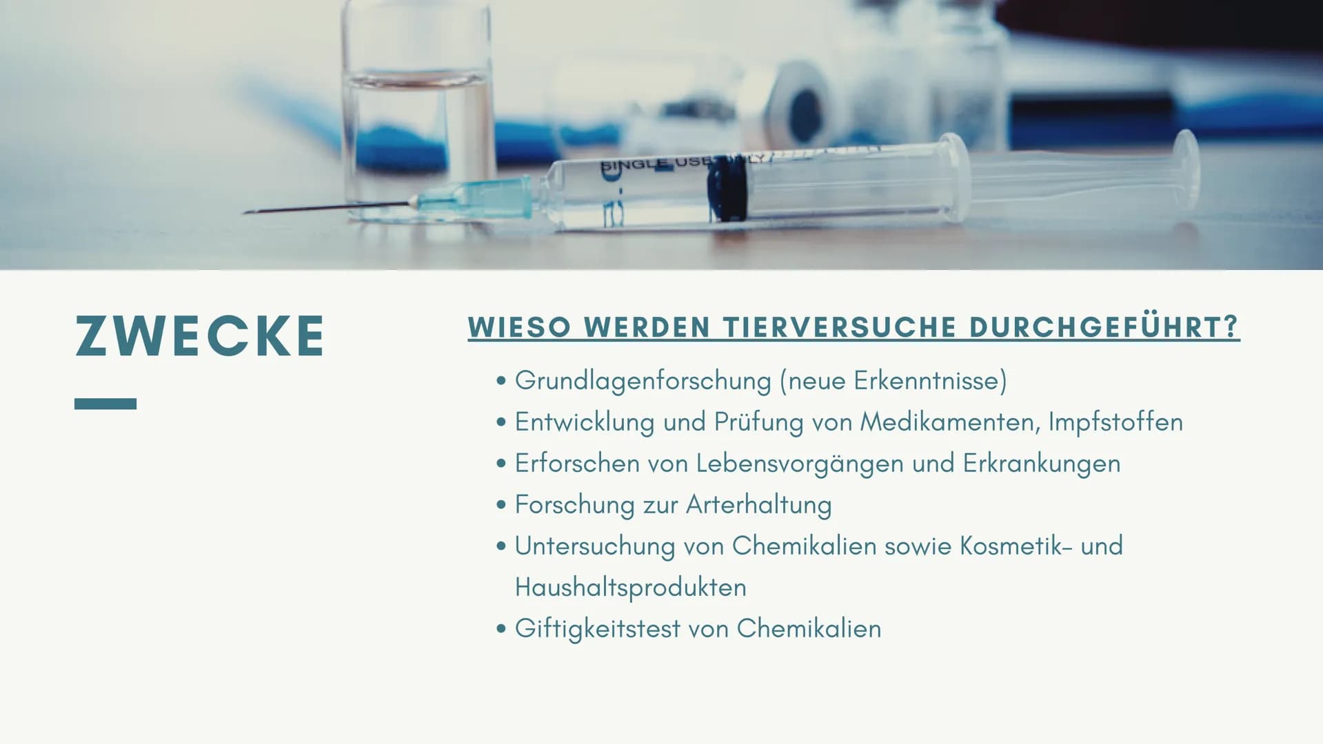 SIND
TIERVERSUCHE
MORALISCH
VERTRETBAR?
von ...
MSA-PRÄSENTATION Gliederung
1
Definition und Zwecke
2 Aktuelle Rechtslage in Deutschland
3 W