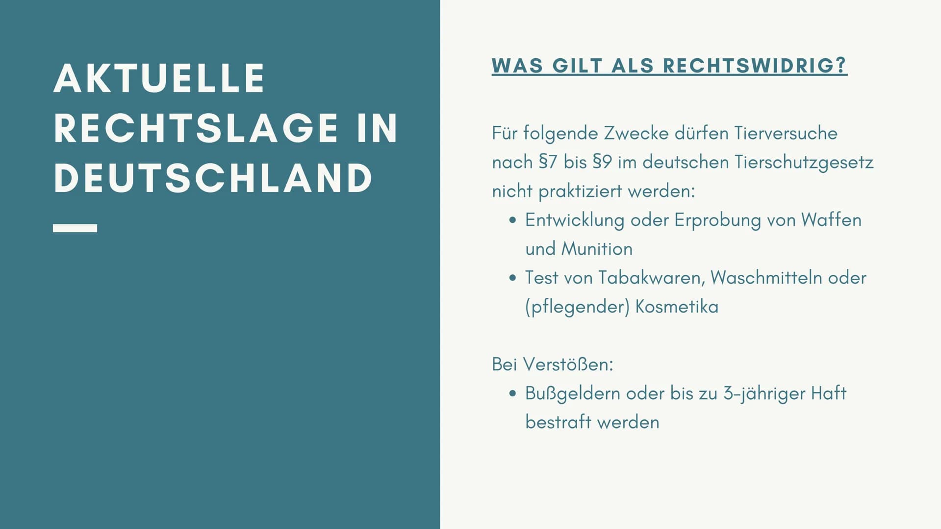SIND
TIERVERSUCHE
MORALISCH
VERTRETBAR?
von ...
MSA-PRÄSENTATION Gliederung
1
Definition und Zwecke
2 Aktuelle Rechtslage in Deutschland
3 W