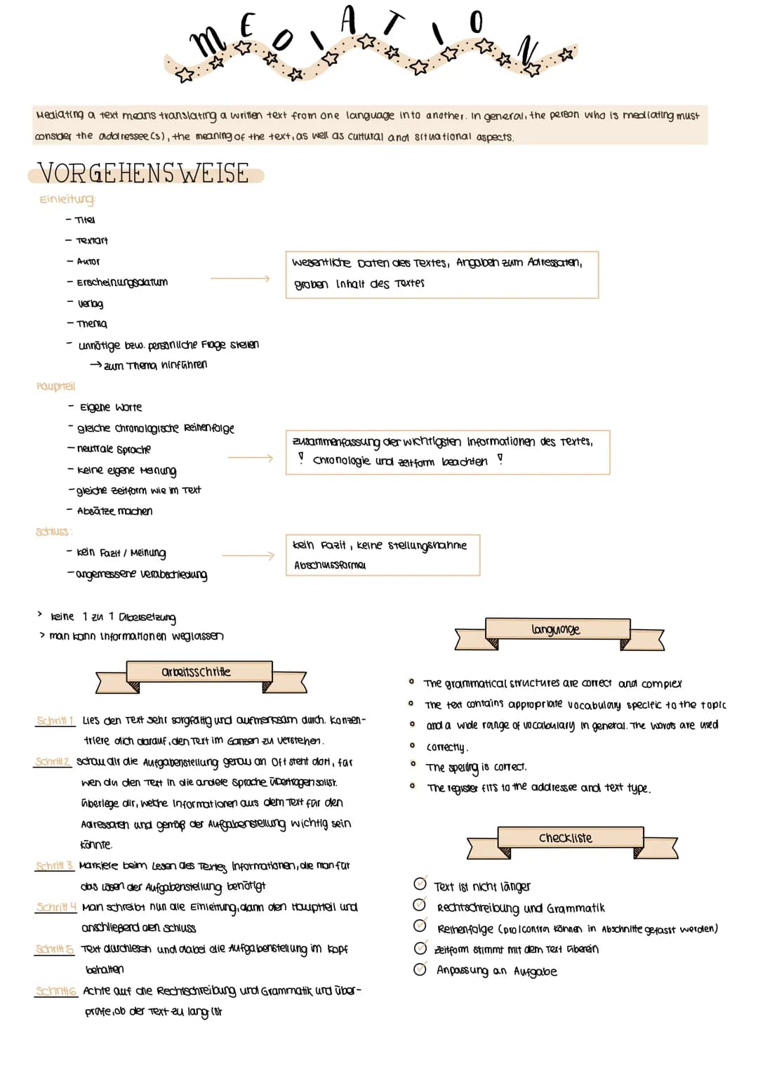 
<p>Mediating a text, or translation of a written text from one language to another, requires careful consideration of the addressee(s), the