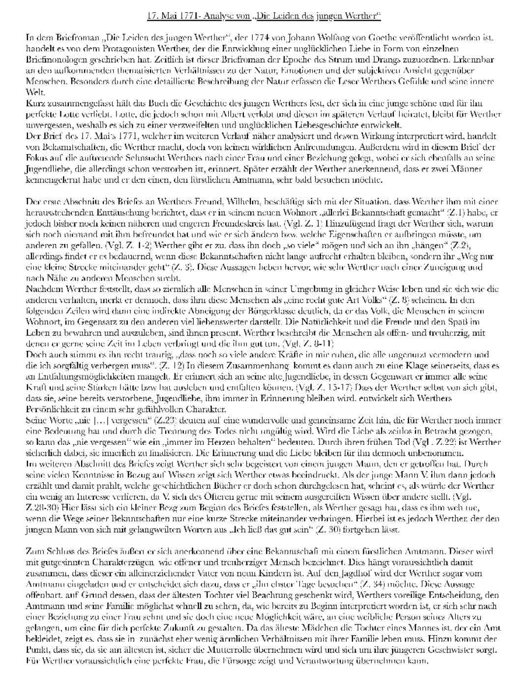 die Leiden des jungen Werther | Analyse 17.05.1771