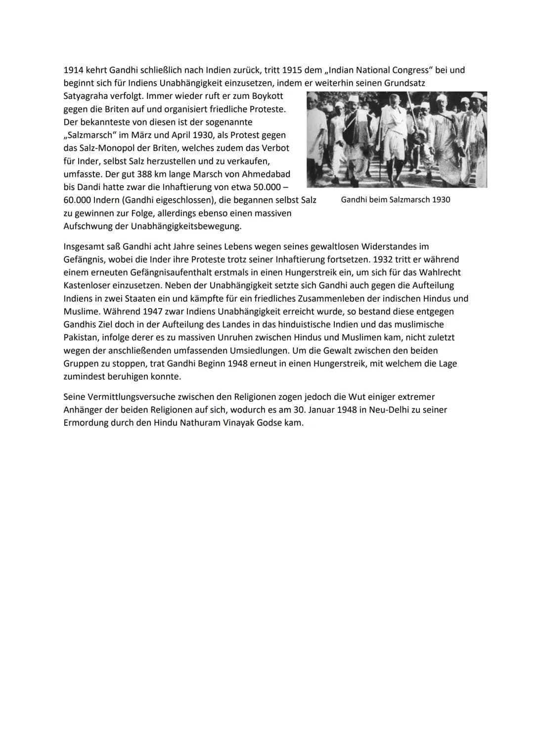 Kurzbiographie Mahatma Gandhis
Die Kurzbiographie Mahatma Gandhis und seines Konzepts Satyagraha:
Mahatma Gandhi wurde am 2. Oktober 1869 un