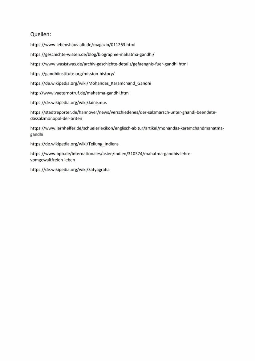 Kurzbiographie Mahatma Gandhis
Die Kurzbiographie Mahatma Gandhis und seines Konzepts Satyagraha:
Mahatma Gandhi wurde am 2. Oktober 1869 un