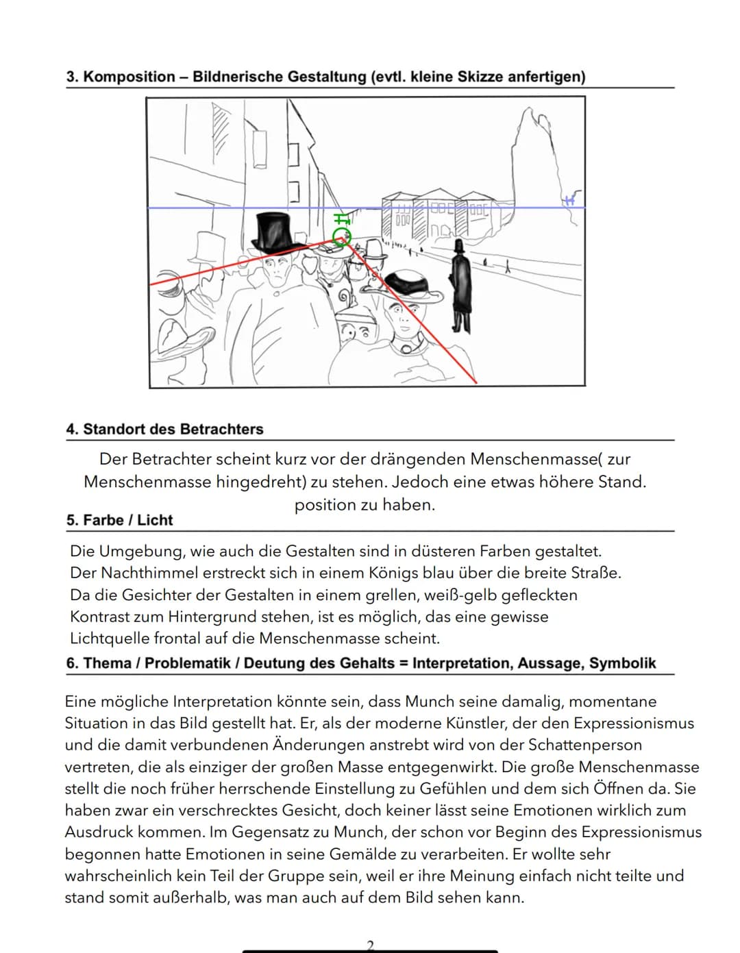 BILDANALYSE (Expressionismus)
Künstler: Edvard Munch
Titel / Entstehungsjahr: Abend auf der Karl Johan Straße, 1892
Format / Ort / Technik: 