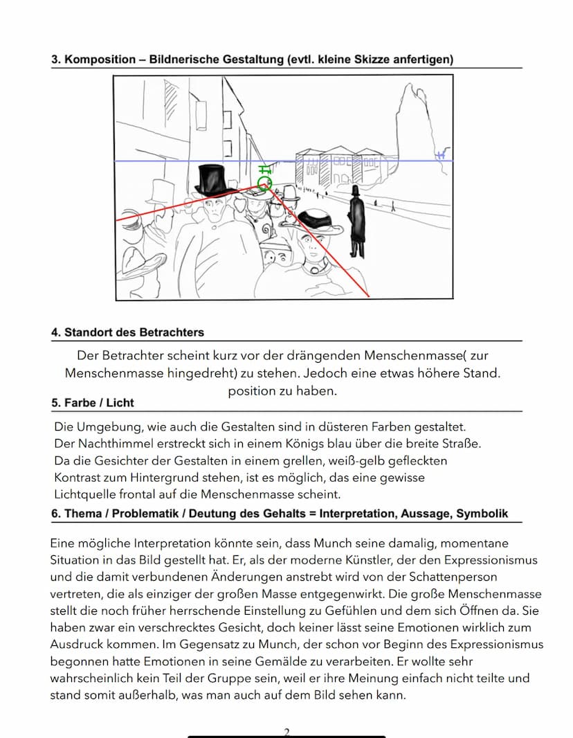 BILDANALYSE (Expressionismus)
Künstler: Edvard Munch
Titel / Entstehungsjahr: Abend auf der Karl Johan Straße, 1892
Format / Ort / Technik: 
