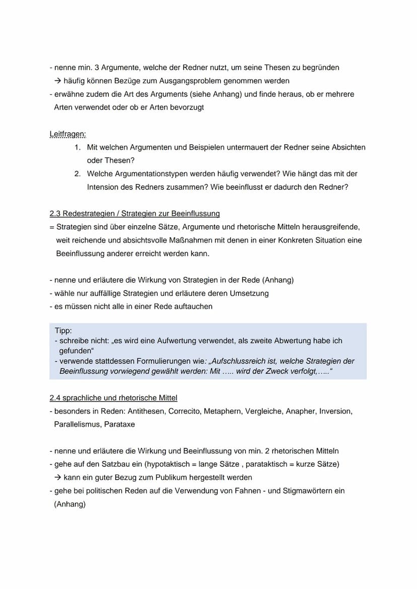 → Analysieren Sie die Rede im Hinblick auf die Position des Verfassers. Stellen Sie
sie dabei seinen Gedankengang und seine Argumentationswe