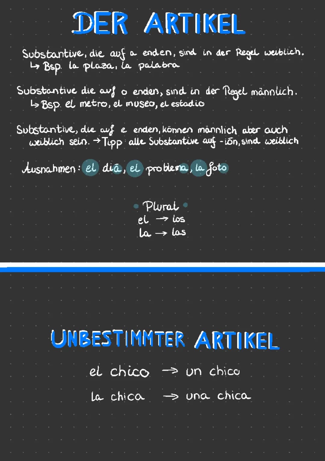 der Artikel und unbestimmter Artikel