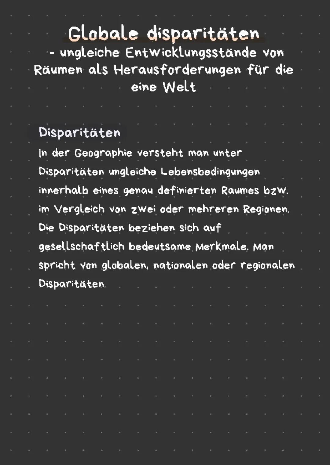 Globale Disparitäten: Klausur, Beispiele und BIP als Wohlstandsindikator