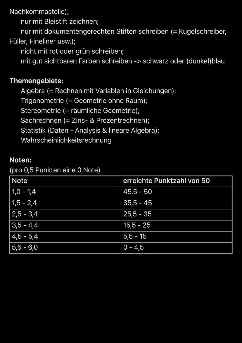 Abschlussprüfung
Mathematik
Teile und Aufgaben:
1. Pflichtteil A1
1. keine Hilfsmittel (Taschenrechner; Formelsammlung)
2. wichtig zu lernen