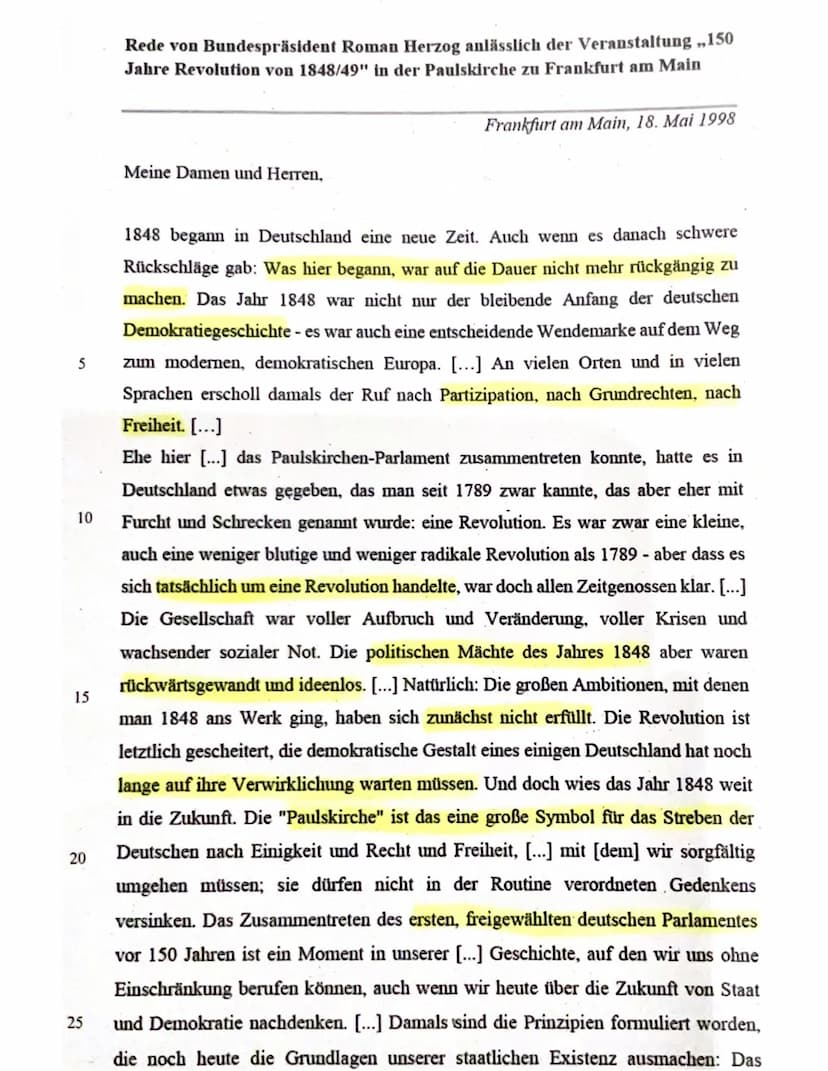 
<p>In dieser Rede soll es um die Errungenschaften und das historische Ereignis in Deutschland im Jahr 1848 gehen.</p>
<h2 id="errungenschaf