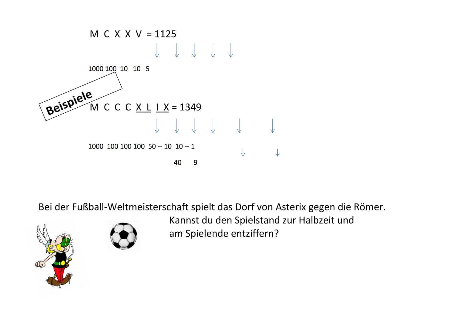 Römische Zahlen
Eine Unterrichtstunde mit Asterix, Obelix und Miraculix
GFS Maximilian Hörmann 10c am 05.06.2018
Einstieg in die Stunde (ca.