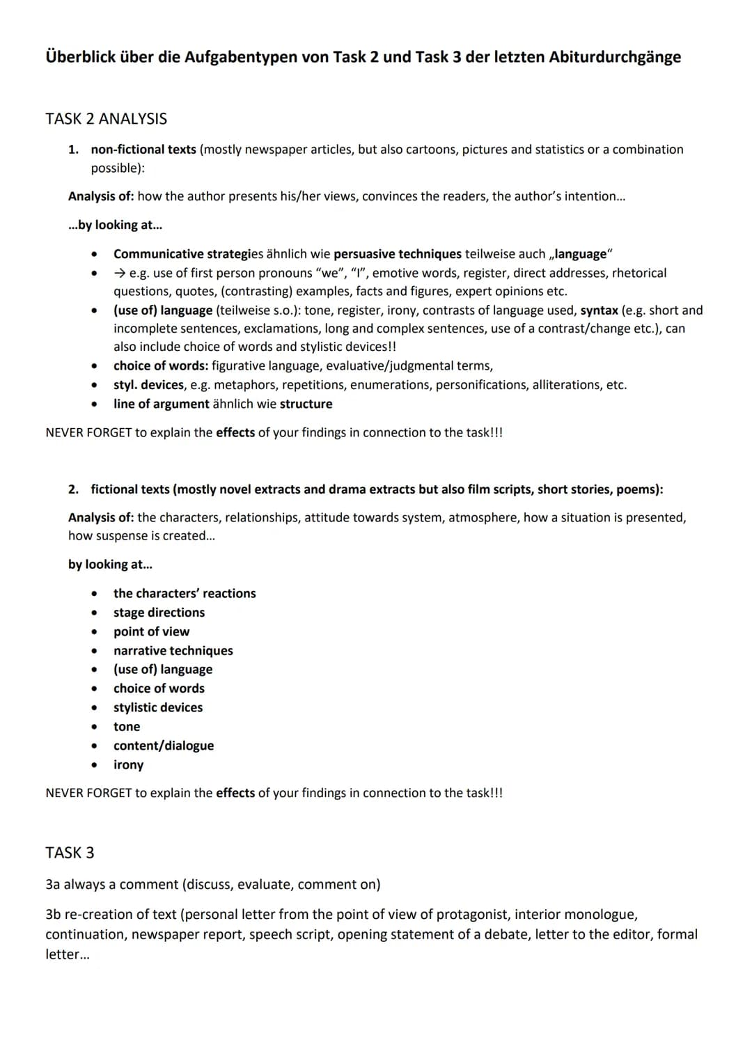 INHALT
ABITUR-HILFE
Help for writing:
YOU
Übersicht Aufgabentypen aus
den letzten Jahren
(Task 2 and 3)
comment
mediation
Help for dealing w