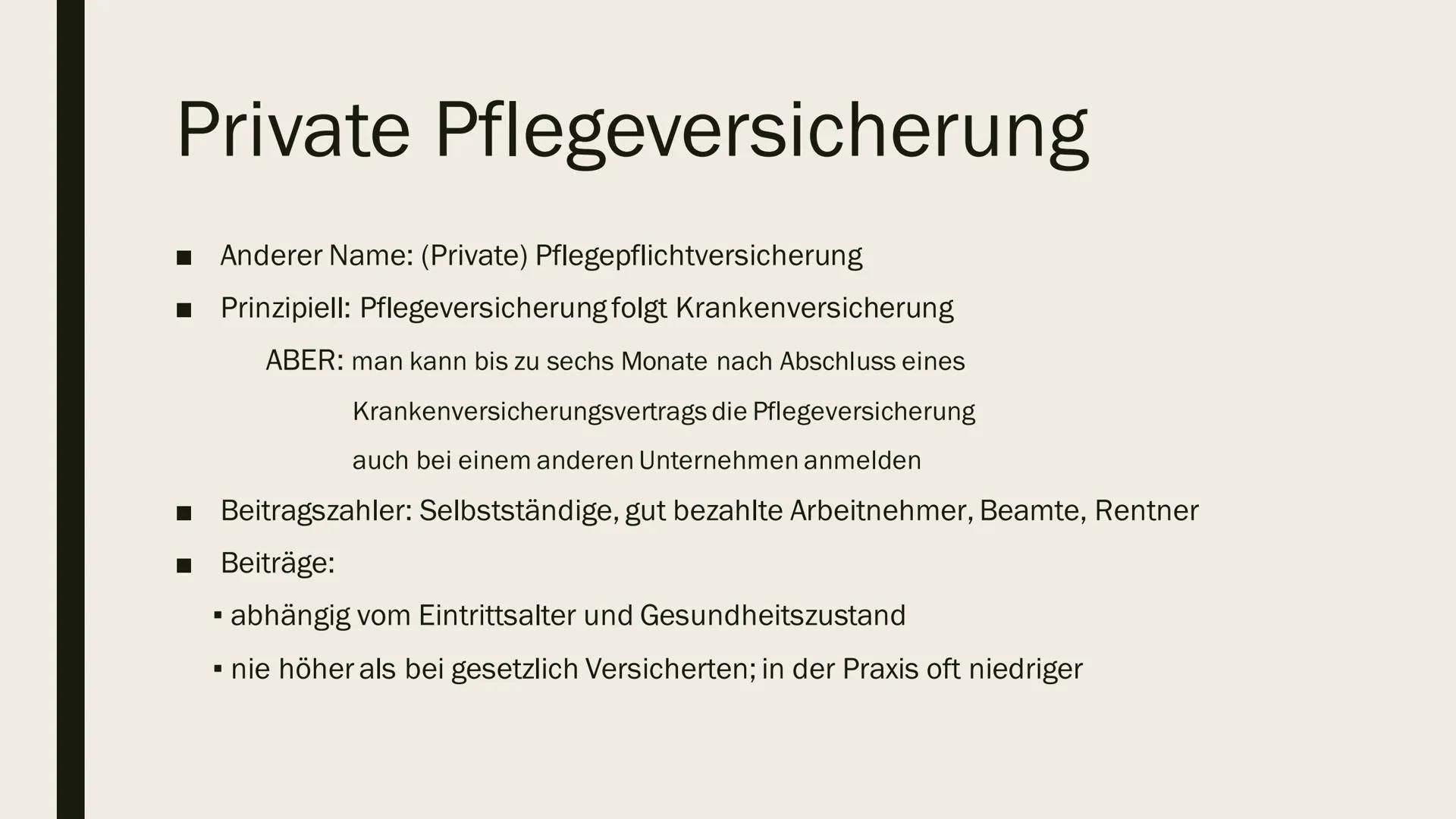 PFLEGEVERSICHERUNG
Definition
Die gesetzlich versicherungspflichtige Pflegeversicherung
dient zur Absicherung des Risikos der Pflegebedürfti