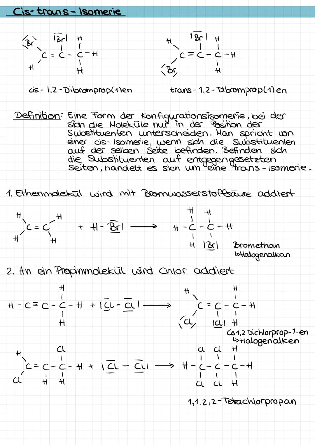 Die radikalische Substitution
Um diesen Reaktionstypen schrittweise nachvollziehen zu können, schreibt man den Reaktionsverlauf häufig in Te