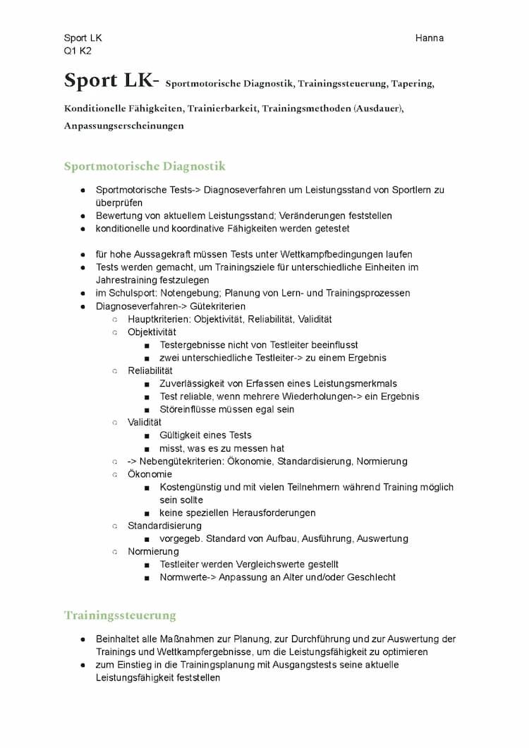 Know Sport Lernzettel: Sportmotorische Diagnostik, Trainingssteuerung, Tapering, Konditionelle Fähigkeiten, Trainierbarkeit, Trainingsmethoden (Ausdauer), Anpassungserscheinungen thumbnail