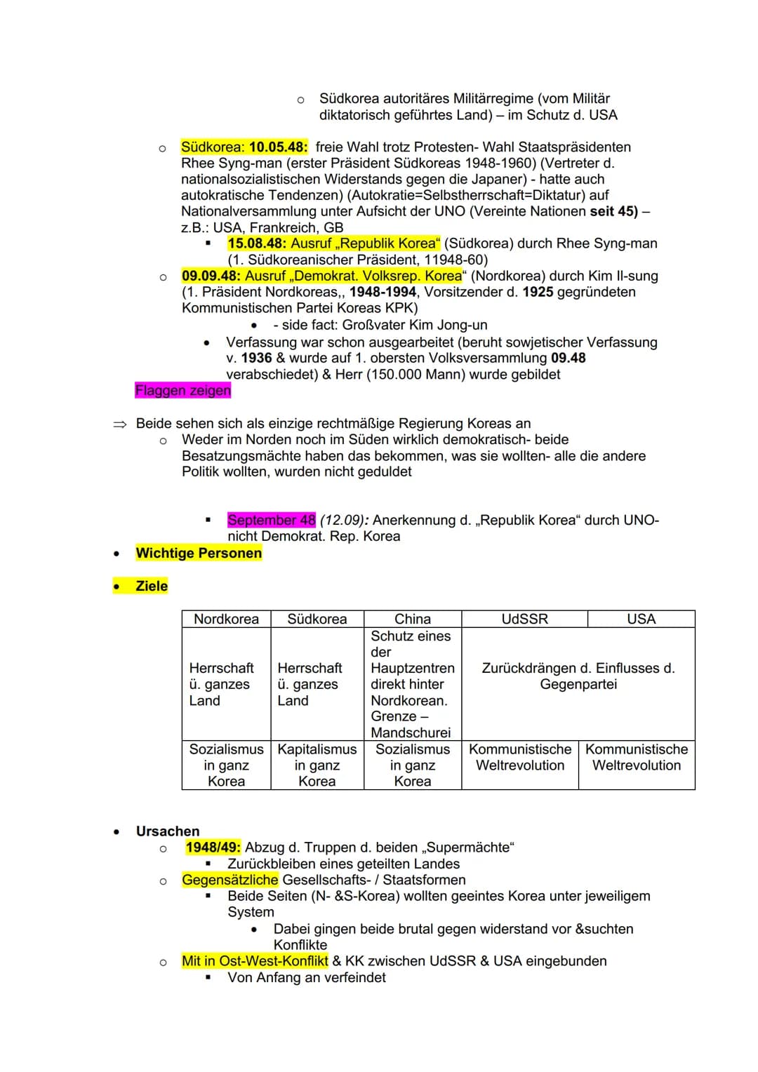 Vortrag Koreakrieg
Gliederung:
→ Definition
→ Vorgeschichte/ Ausgangslage
→ Hauptakteure
⇒ Ziel
→ Ursache
→ Auslöser
→ Verlauf
O
O
O
O
→ Erg