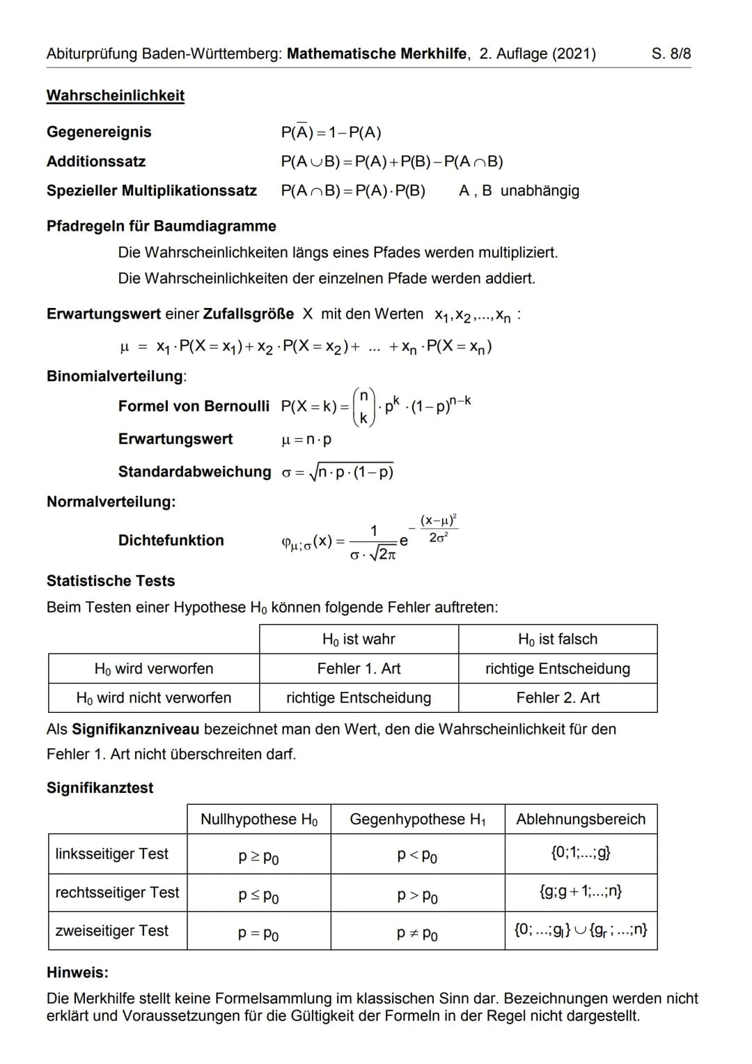 Abiturprüfung Baden-Württemberg: Mathematische Merkhilfe, 2. Auflage (2021)
Ebene Figuren
Dreieck
Dreieck
A
gleichschenkliges
gleichseitiges