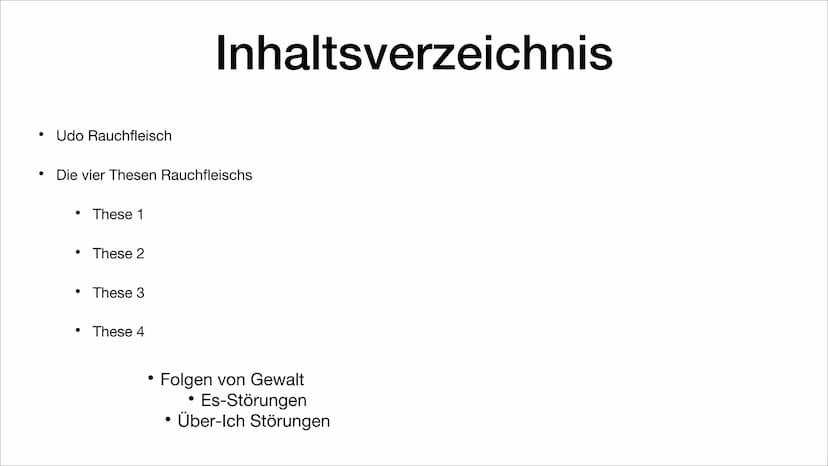 Gewalttheorie von Udo
Rauchfleisch ●
●
Udo Rauchfleisch
Die vier Thesen Rauchfleischs
These 1
• These 2
• These 3
●
These 4
Inhaltsverzeichn