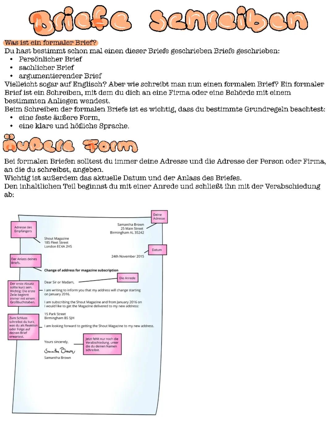  Briefe schreiben in Englisch 