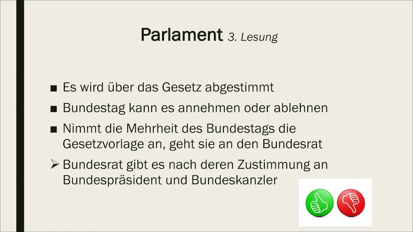 GESETZGEBUNGSPROZESS Allgemeines
■ Möglich auf Landes- und Bundesebene
■ Erfordert Mitwirkung bestimmter
Verfassungsorgane
➤ Verfassungsorga