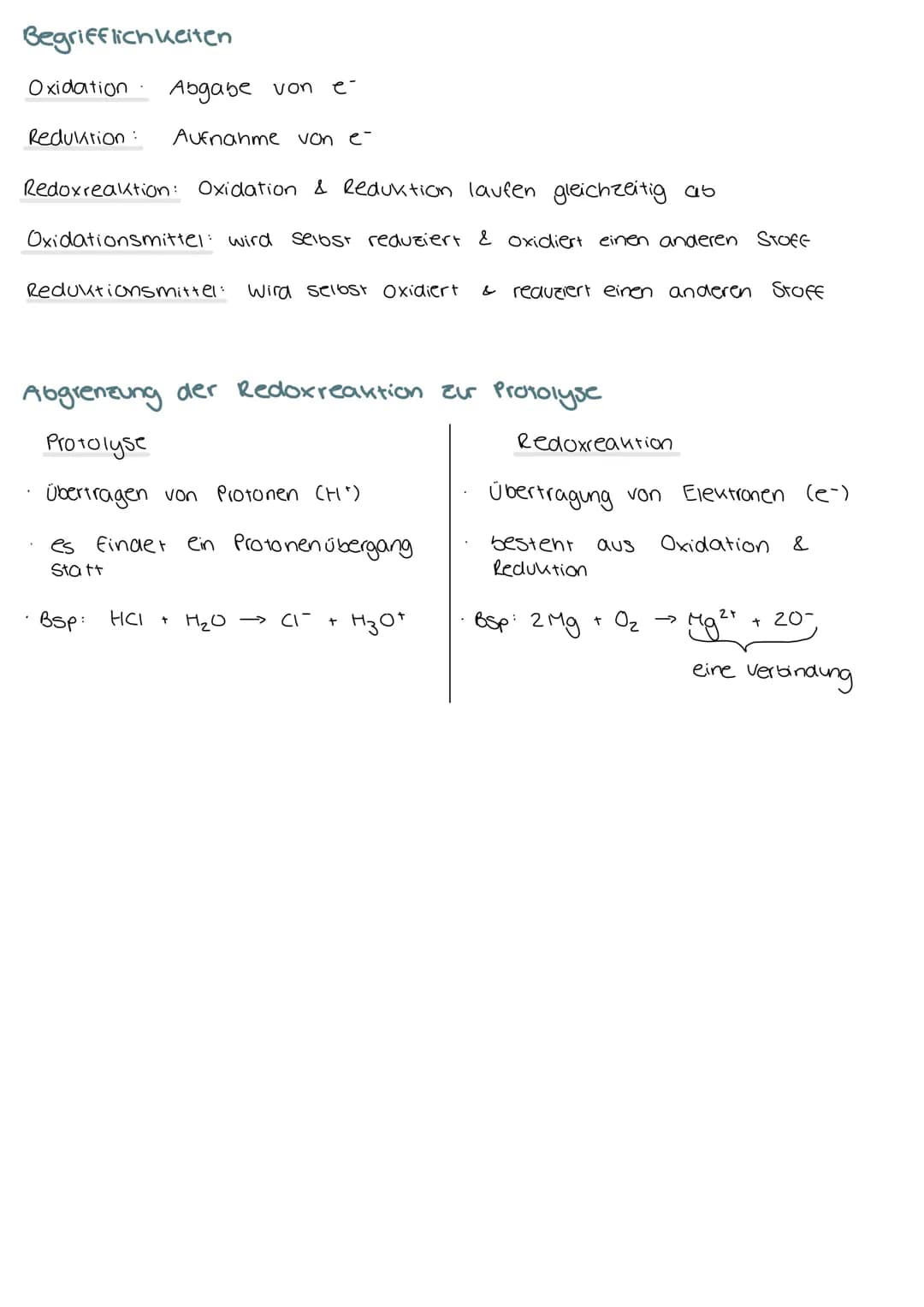 Begrifflichkeiten
Oxidation Abgabe von
Reduktion:
é
Aufnahme von e-
Redoxreaktion: Oxidation & Reduktion laufen gleichzeitig ab
Oxidationsmi