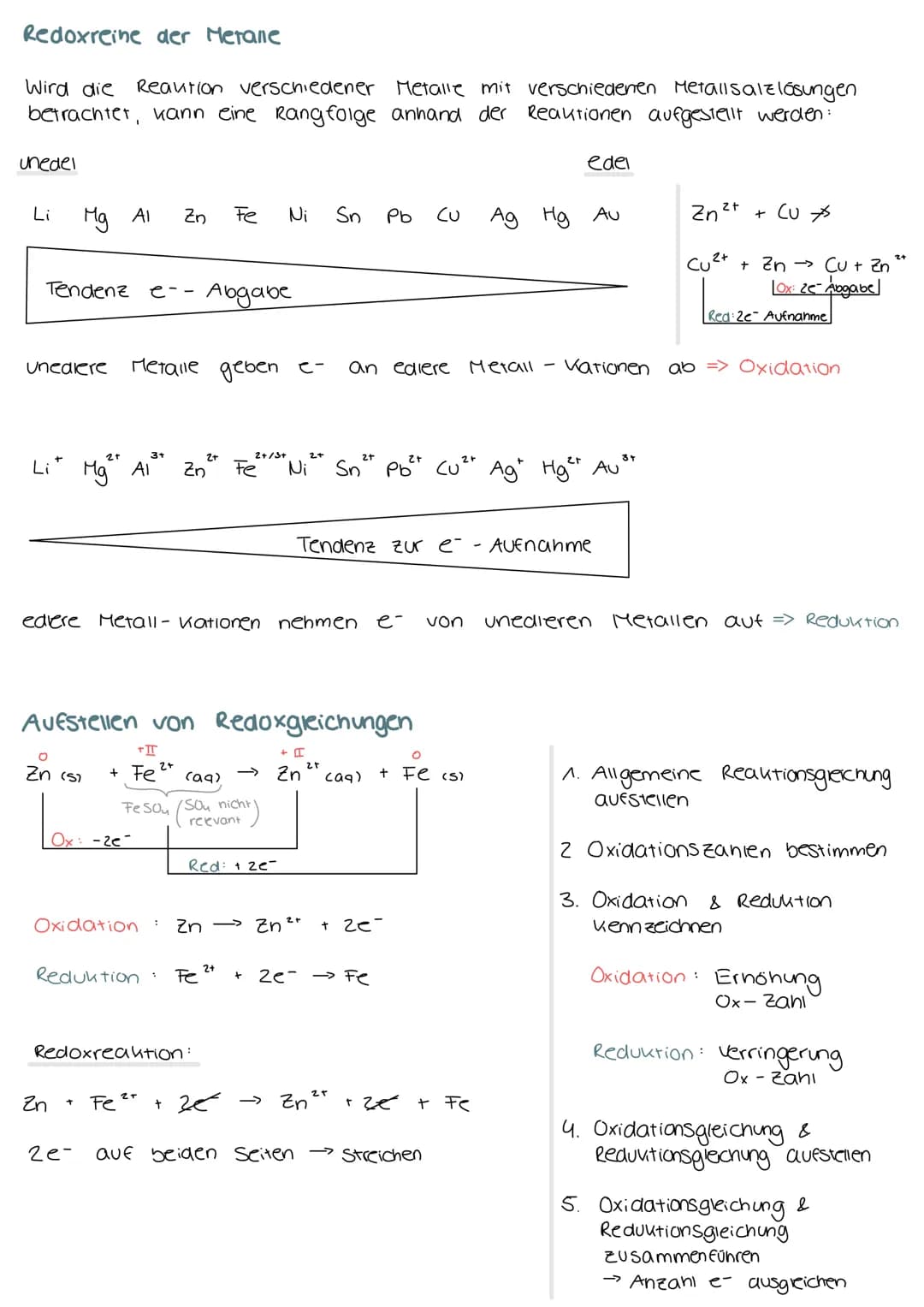 Begrifflichkeiten
Oxidation Abgabe von
Reduktion:
é
Aufnahme von e-
Redoxreaktion: Oxidation & Reduktion laufen gleichzeitig ab
Oxidationsmi