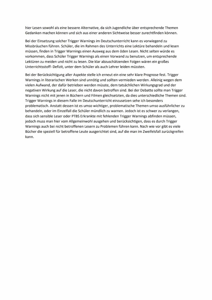 Materialgestütztes Verfassen eines argumentierenden Textes zum Thema Realität und Fiktion
,,Trigger Warnings im Deutschunterricht"
Antisemit
