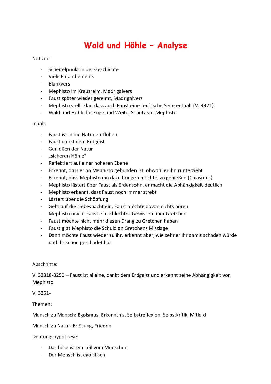 Faust - Analyse der Szene Wald und Höhle