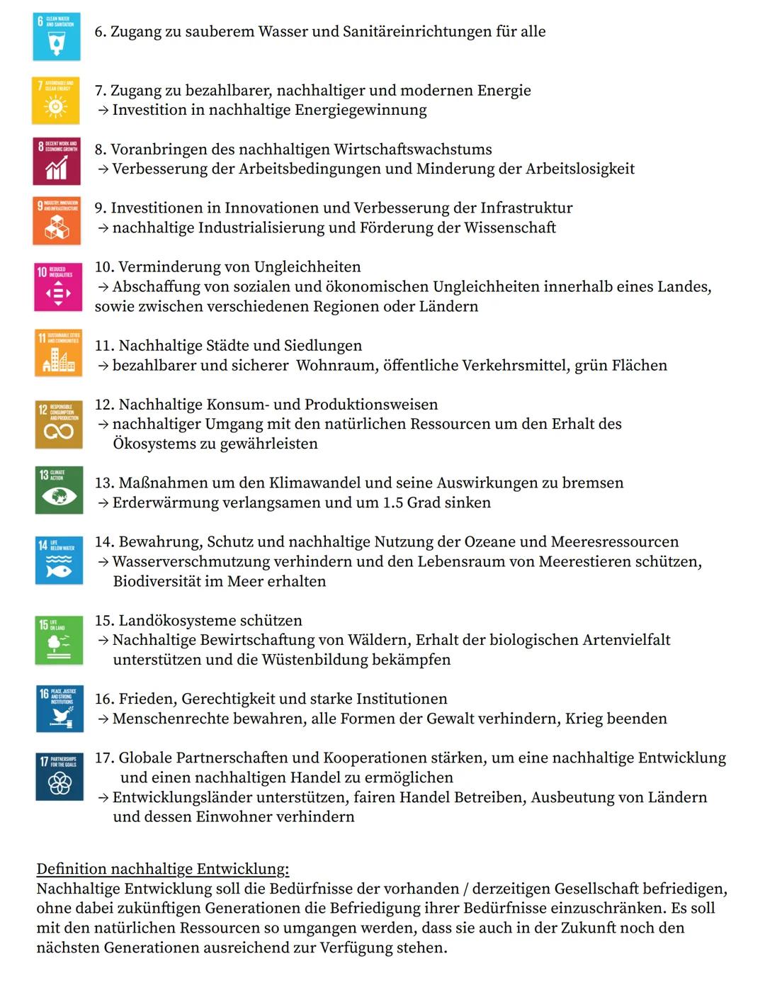- Sustainable Development Goals = wird im Deutschen die Agenda für nachhaltige Entwicklung
oder auch die Globale Nachhaltigkeitsagenda genan