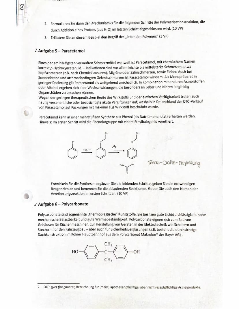 Leistungskurs Chemie
4. Kurshalbjahr
Klausur/12.2
Name:
Organische Chemie
Datum: 21. Mai 2021
Synthesen/Kunststoffe/Chiralität Bearbeitungsz