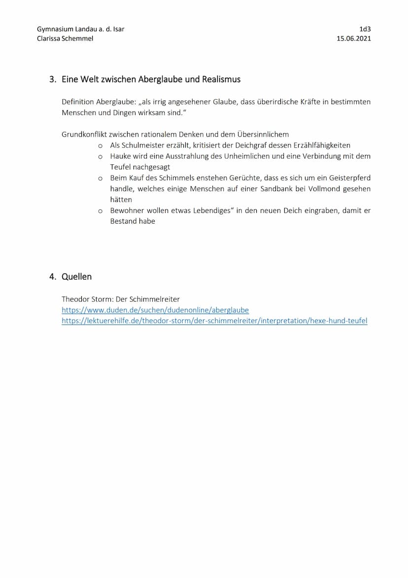 DER
SCHIMMELREITER
HAMBURGER LESEHEFTE VERLAG
THEODOR STORM
DER
SCHIMMELREITER Gymnasium Landau a. d. Isar
Clarissa Schemmel
1. Charakterisi