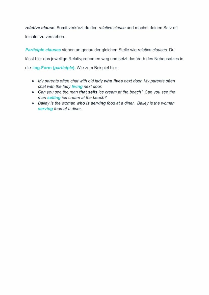 Relative clauses (Relativsätze Englisch)
Ein relative clause (Relativsatz) in Englisch ist ein Nebensatz, mit dem du eine
Person, ein Tier o