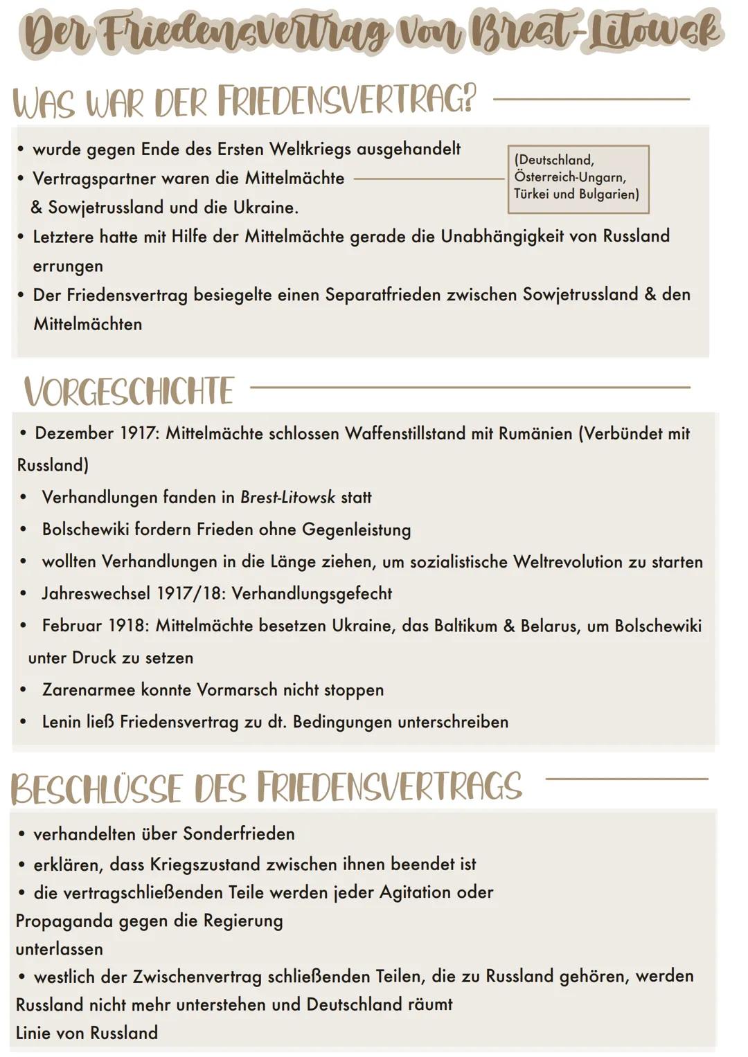 # Der Friedensvertrag von Brest-Litowsk

## WAS WAR DER FRIEDENSVERTRAG?

*   wurde gegen Ende des Ersten Weltkriegs ausgehandelt
*   Vertra