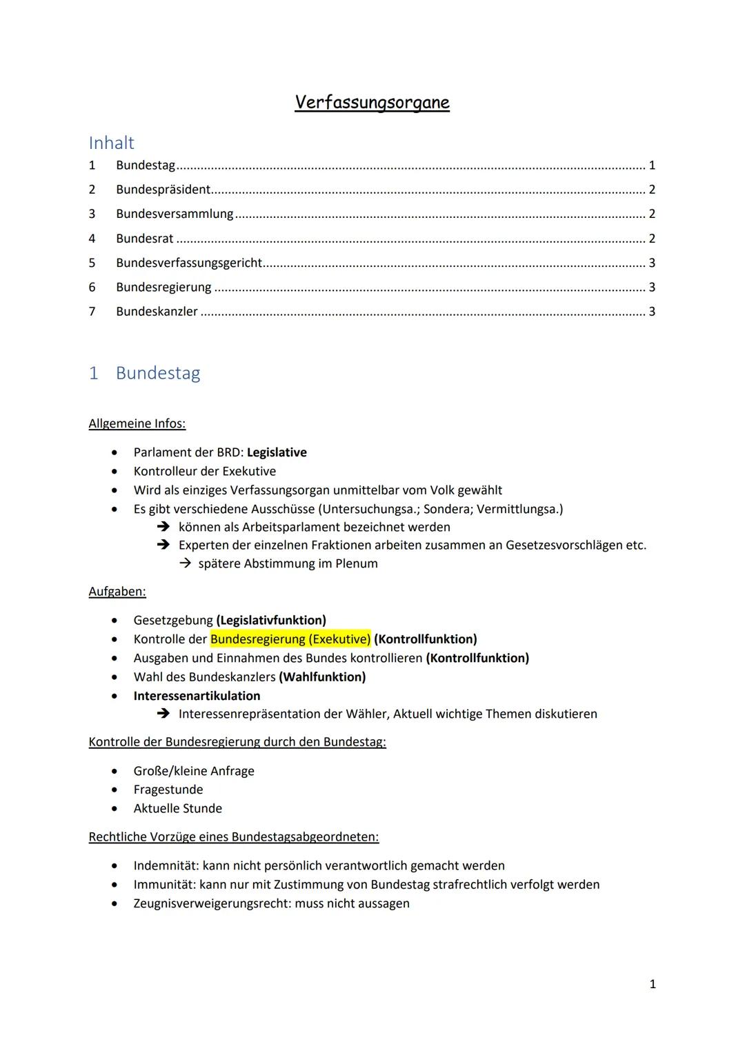 Verfassungsorgane in der Bundesrepublik Deutschland