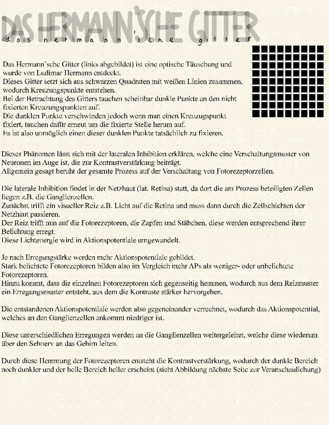 Hermannsche Gitter und Laterale Hemmung einfach erklärt - Optische Täuschungen und Geometrische Illusionen