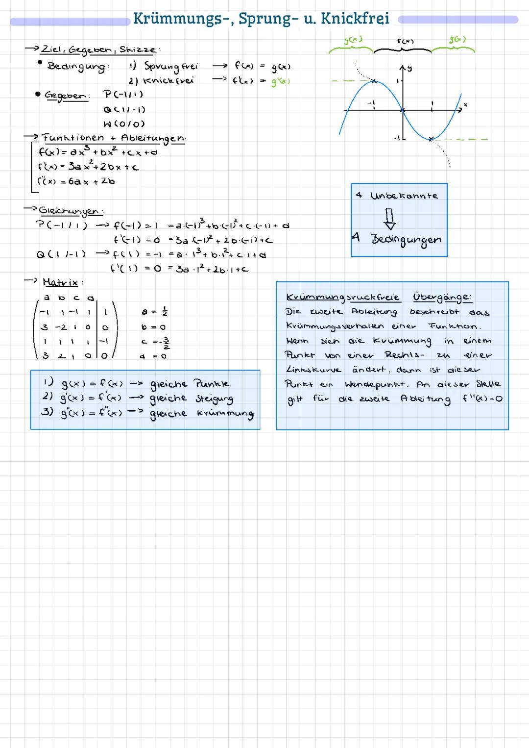 Trassierung Mathe: Knick-, Sprung- und Krümmungsfreie Übergänge Aufgaben mit Lösungen PDF