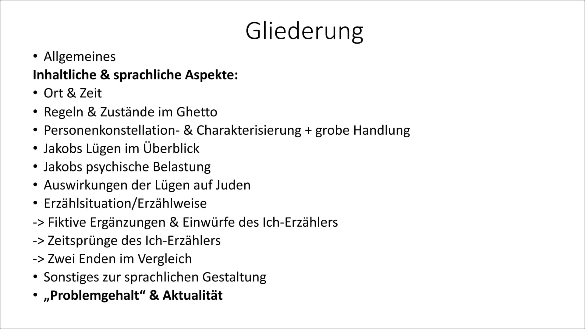 ✡X
Jakob der Lügner - Jurek Becker
JAYME
a
GETTO
Buchpräsentation
GETTO • Allgemeines
Inhaltliche & sprachliche Aspekte:
• Ort & Zeit
Regeln