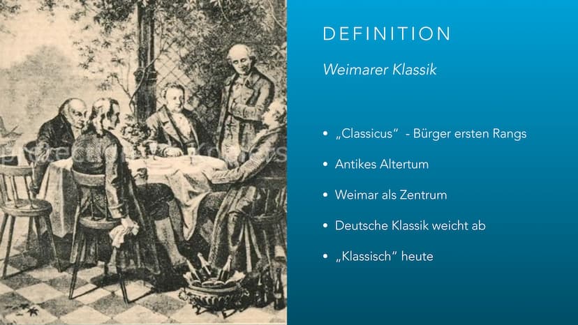 WEIMARER KLASSIK
***** 12 B
B GLIEDERUNG
1. Definition
2. Geschichtlicher Hintergrund
3. Motive
4. Menschenbild
5. Merkmale
6. Autoren und b