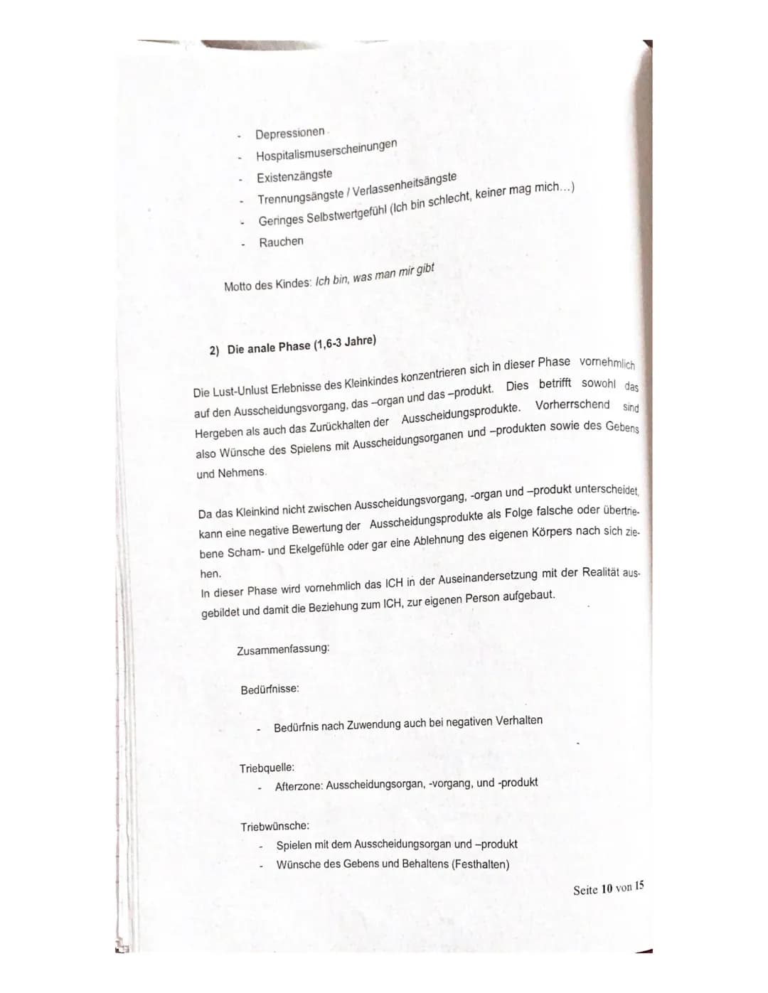 Abitur
Die psychoanalytische Theorie - Zusammenfassung
1. Grundannahmen der Psychoanalytischen Theorie
2. Instanzenmodell
3. Abwehrmechanism