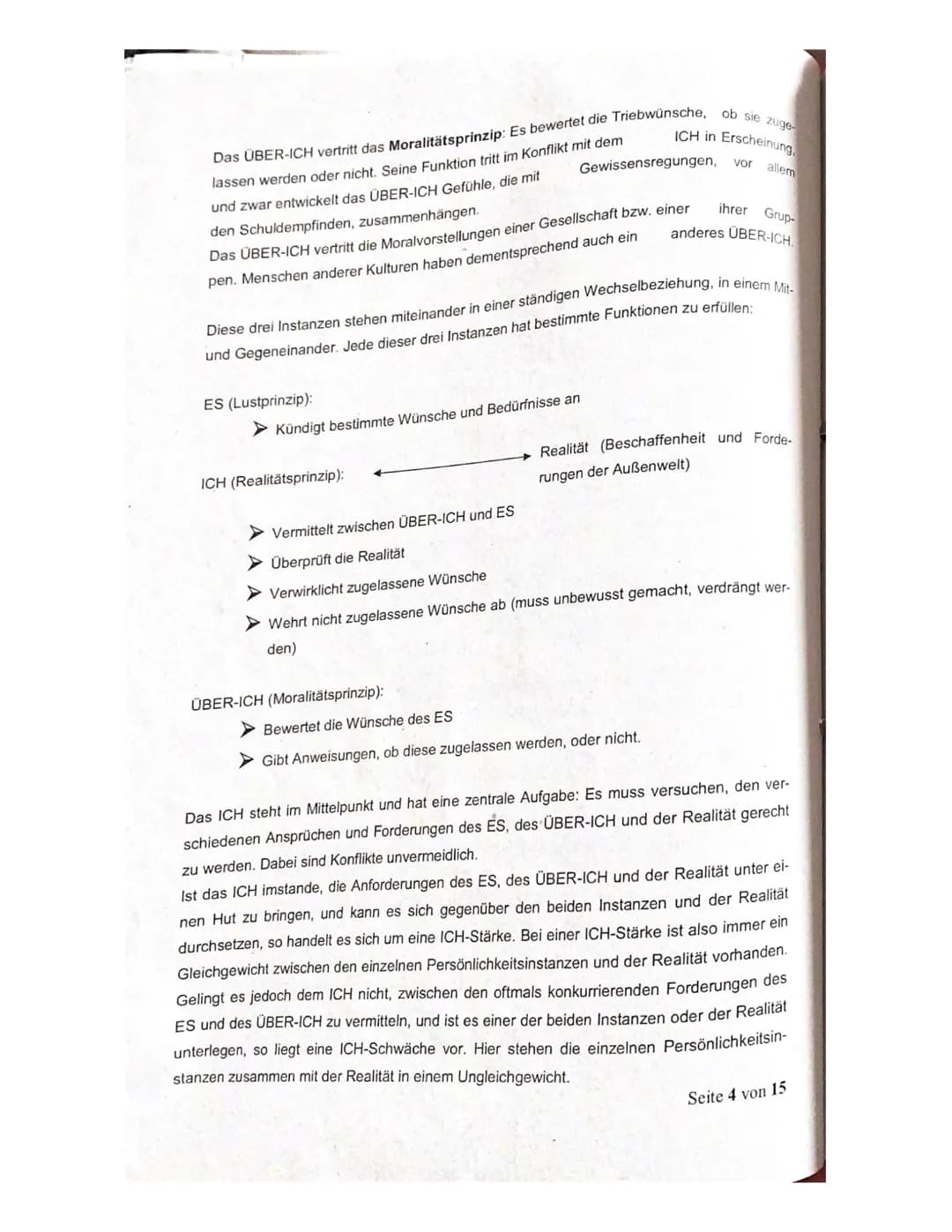 Abitur
Die psychoanalytische Theorie - Zusammenfassung
1. Grundannahmen der Psychoanalytischen Theorie
2. Instanzenmodell
3. Abwehrmechanism