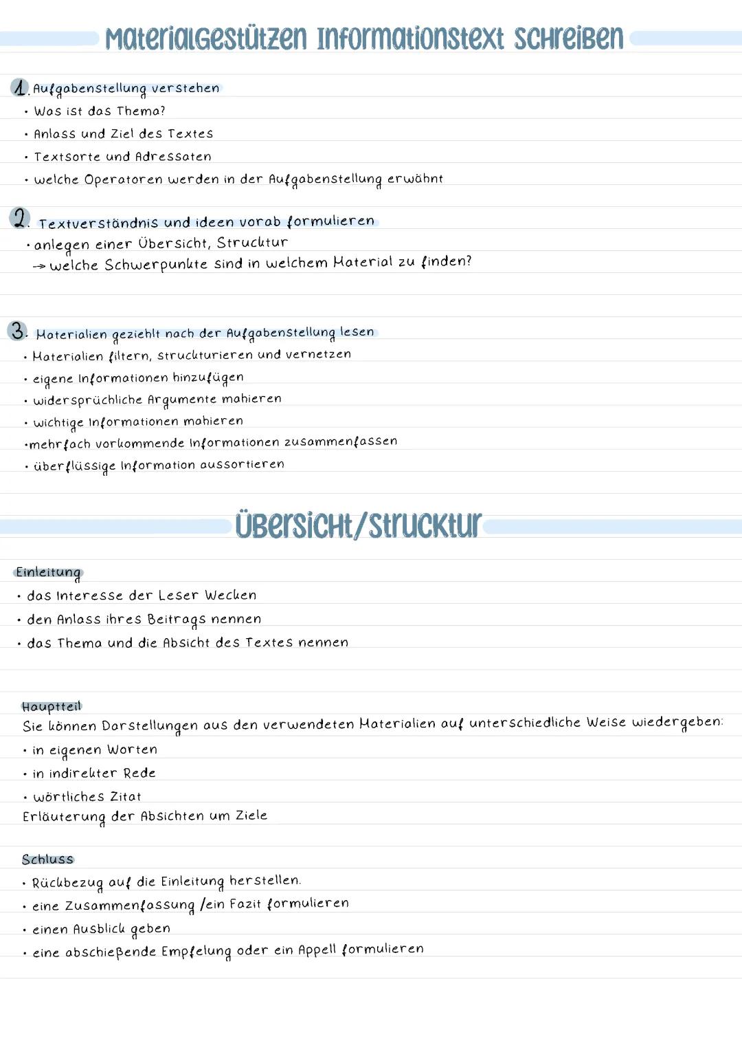 Materialgestützen Informationstext Schreiben